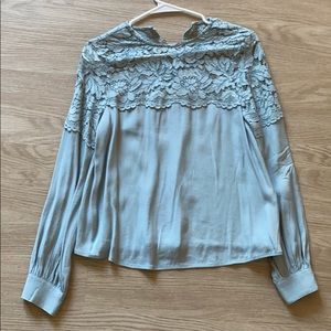 H & M floral blouse blue size small 2